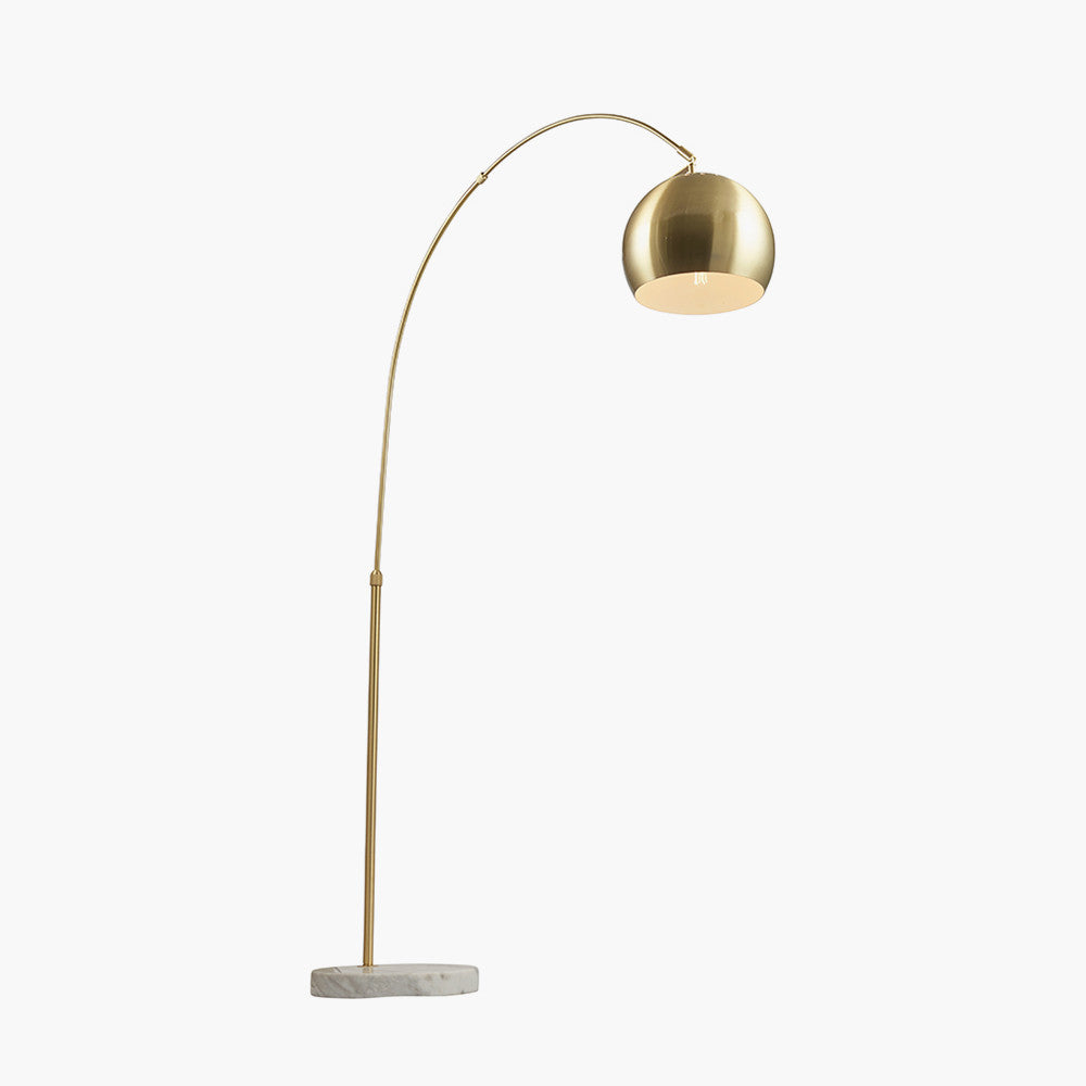 Feliciani Brushed Brass Metal & White Marble Floor Lamp